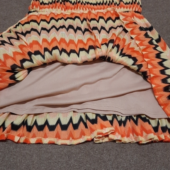 Sanctuary Women's Crochet Mini Dress Orange Yellow Large New with Tags - Picture 6 of 11